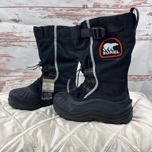 Sorel Alpha Pac XT Black Waterproof Insulated Winter Snow Boots Size 6